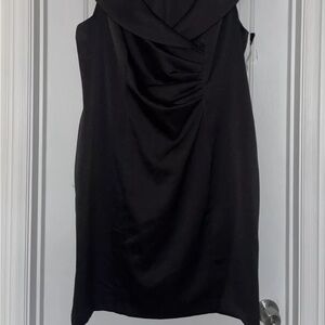Onyx Nite Black Sheath Mini Dress with Cowl Neck